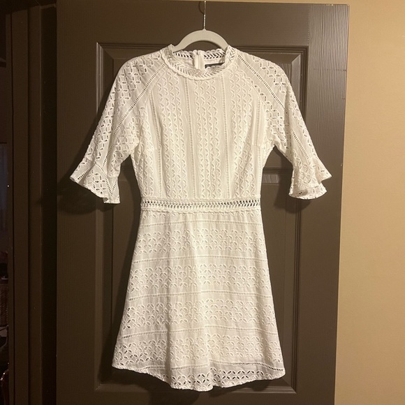 White High Neck Eyelet Dress - Picture 1 of 4